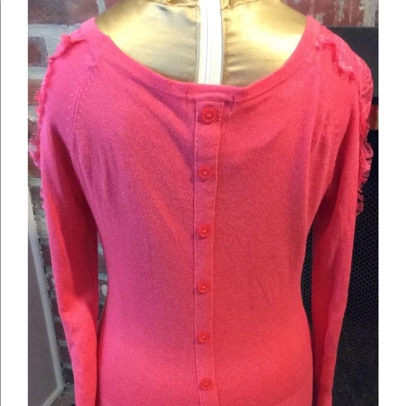 🔴 Candie’s Lace Trim Sweater Buttons Down Back - Picture 3 of 6